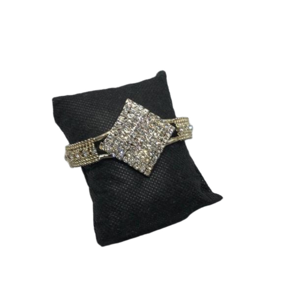 VINTAGE rhinestone statement glam art deco style clamper hinge formal bracelet.